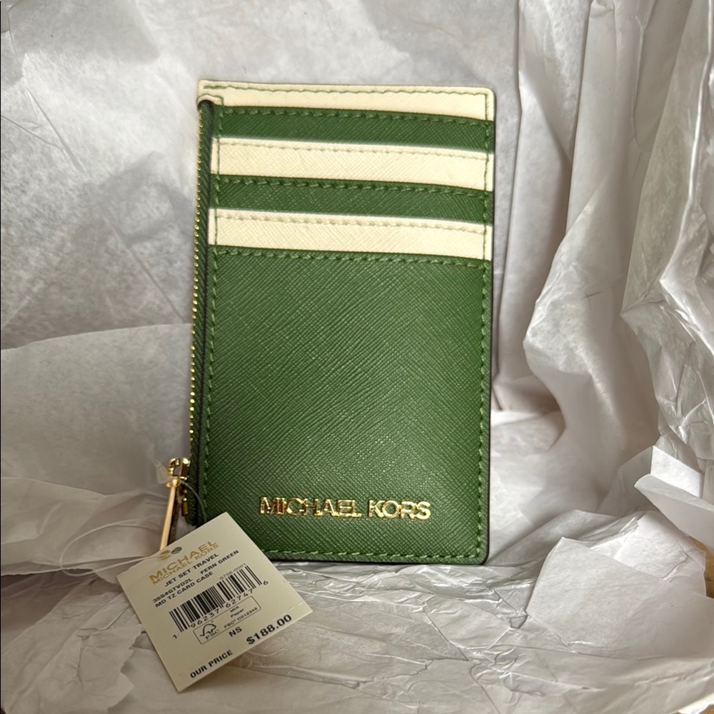 Michael Kors Fern Green Card Holder NWT